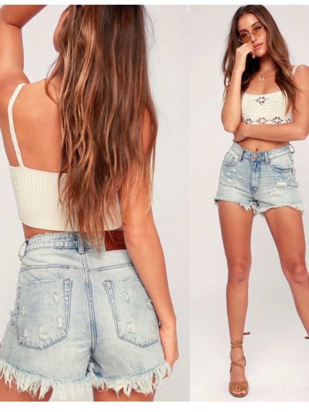 One Teaspoon Bonita High Rise Denim Shorts in Light Wash Blue Size 26